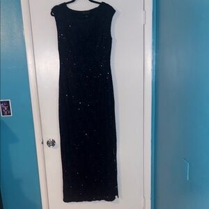 Connected Apparel Navy Blue Sparkle Maxi Dress